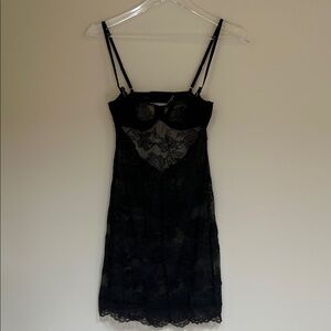 Victoria's Secret Wicked Unlined Stretch Lace Cupped Mini Slip Black Lace S